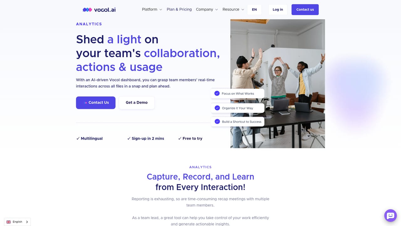 Vocol — Track usage and topics in Analytics