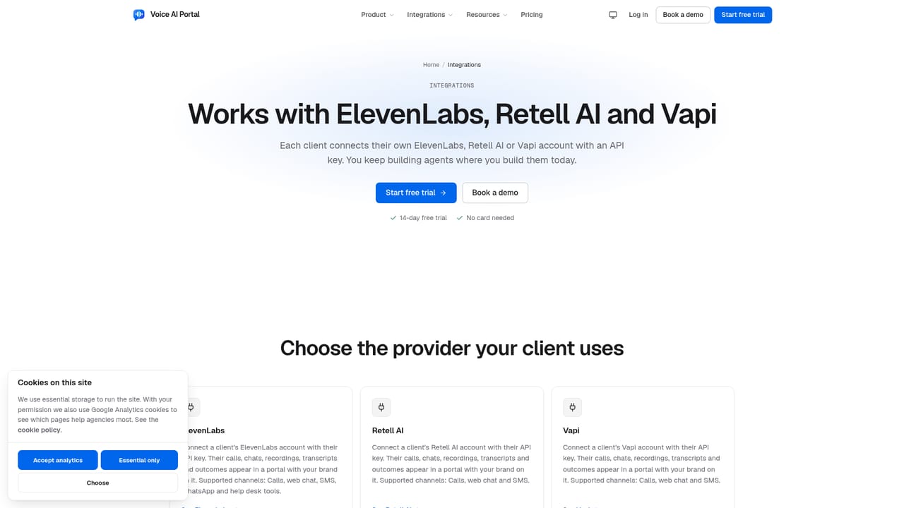 Voice AI Portal — Connect a client's provider