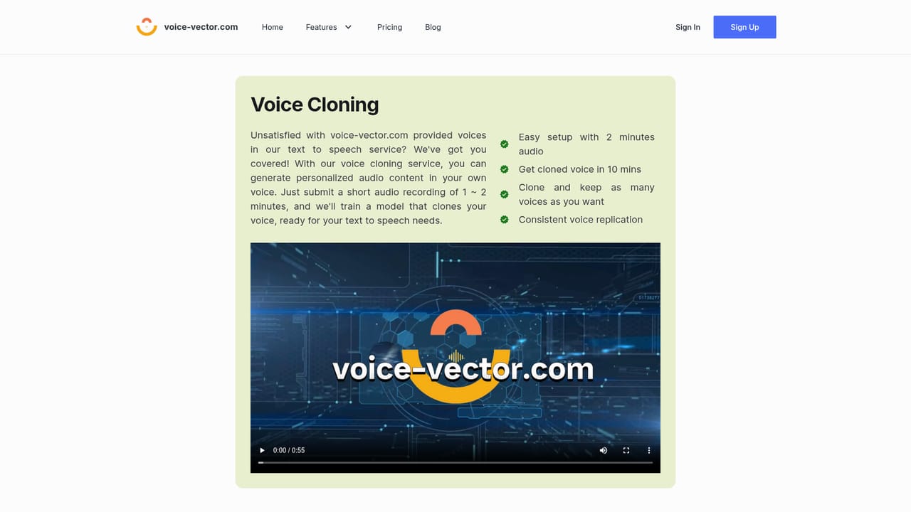 Voice Vector — Train a clone from a short recording