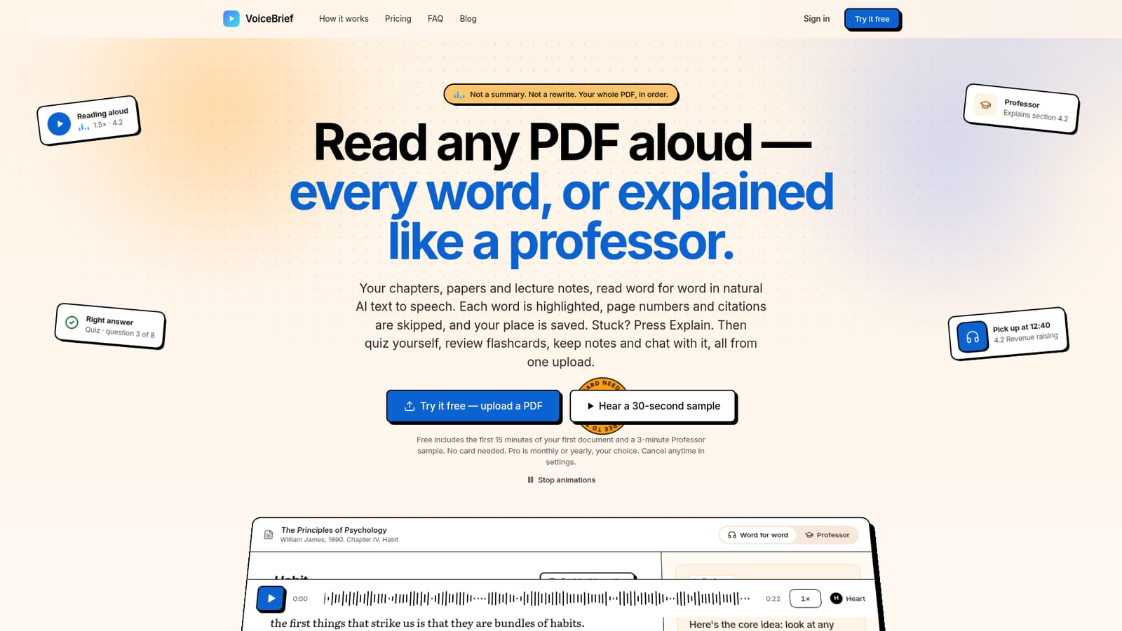 VoiceBrief — Upload your reading