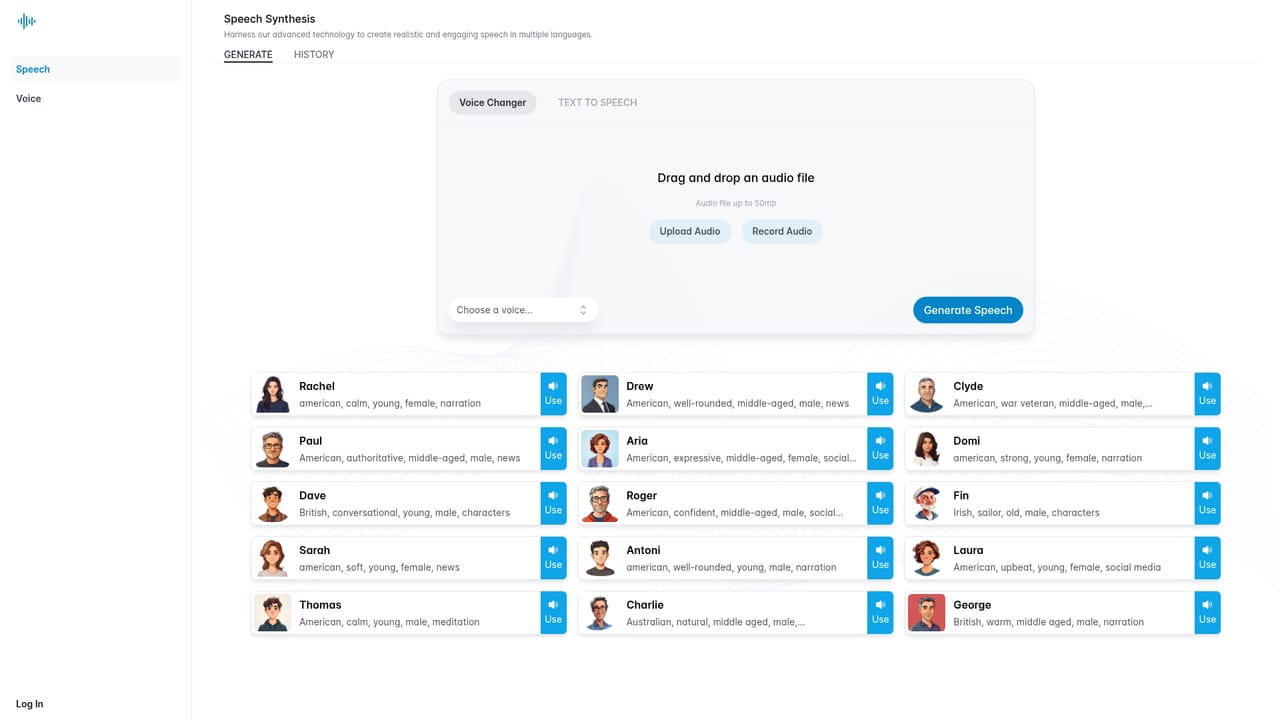 VoiceChanger — Upload a recording or enter text