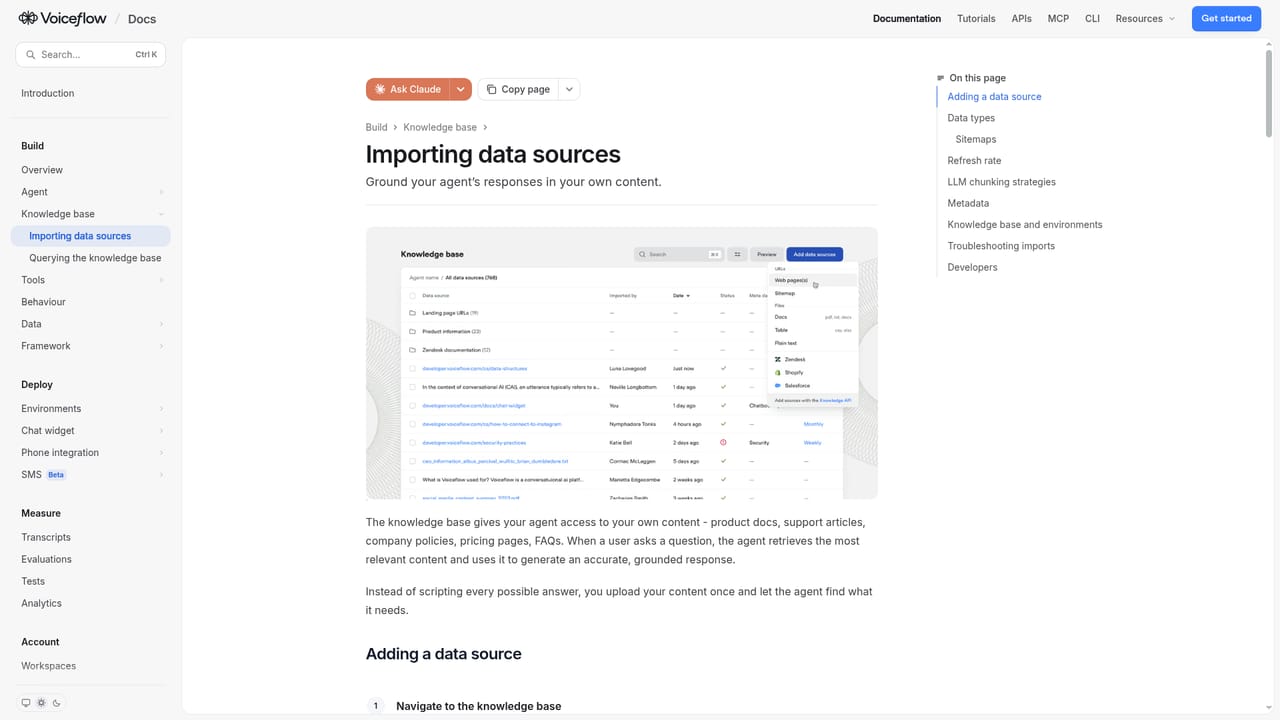 Voiceflow — Add knowledge and tools