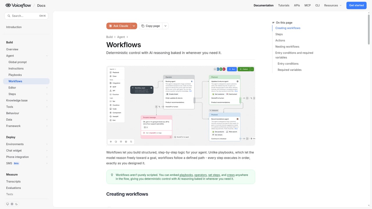 Voiceflow — Build workflows for business logic