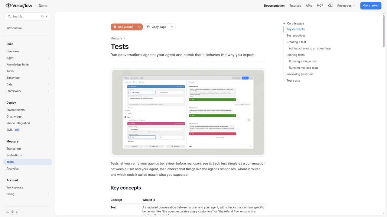 Voiceflow — Test and review transcripts