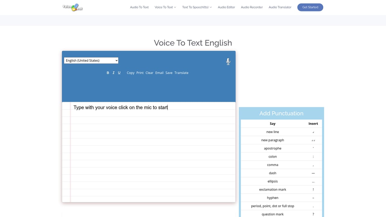 VoiceToText — Open the speech-to-text page