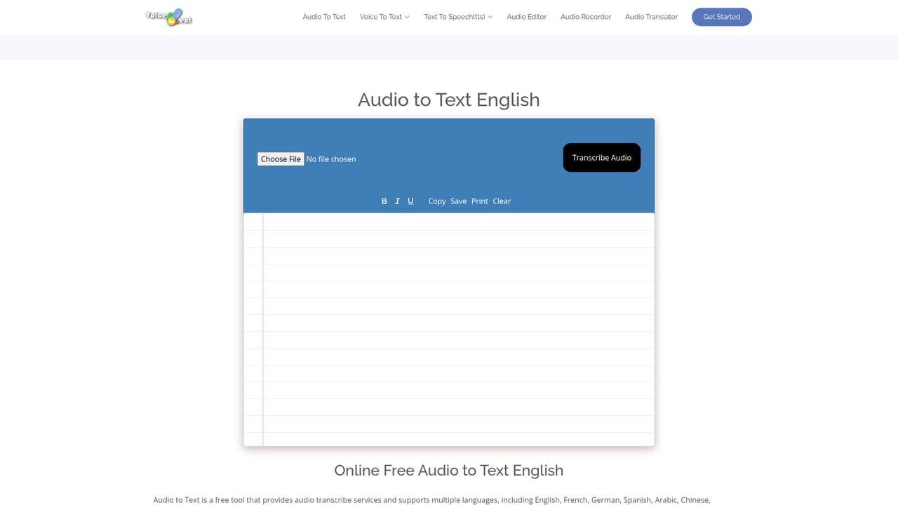 VoiceToText — Upload audio or video for transcription