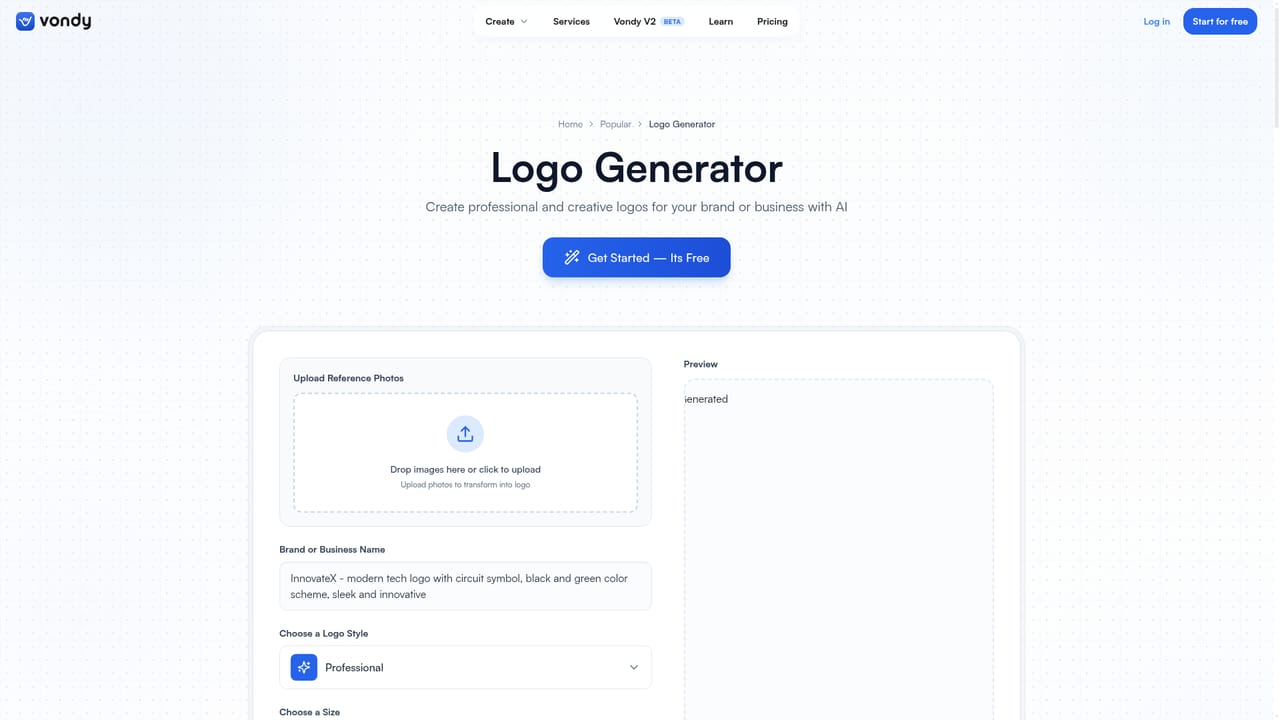 Vondy — Generate a first creative asset