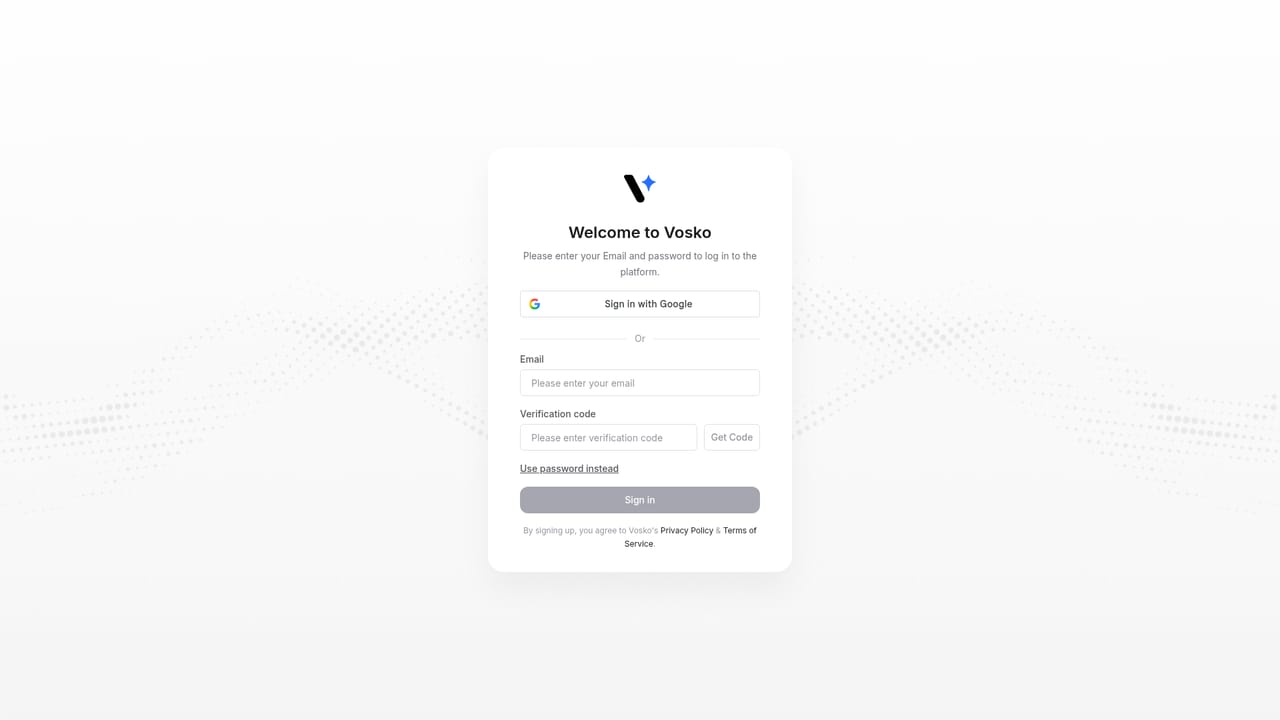 Vosko AI — Create an account and open a translation project