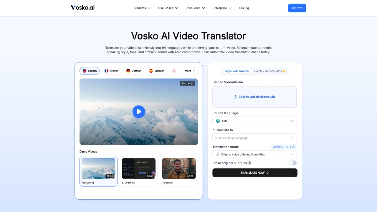 Vosko AI — Upload your video or audio file