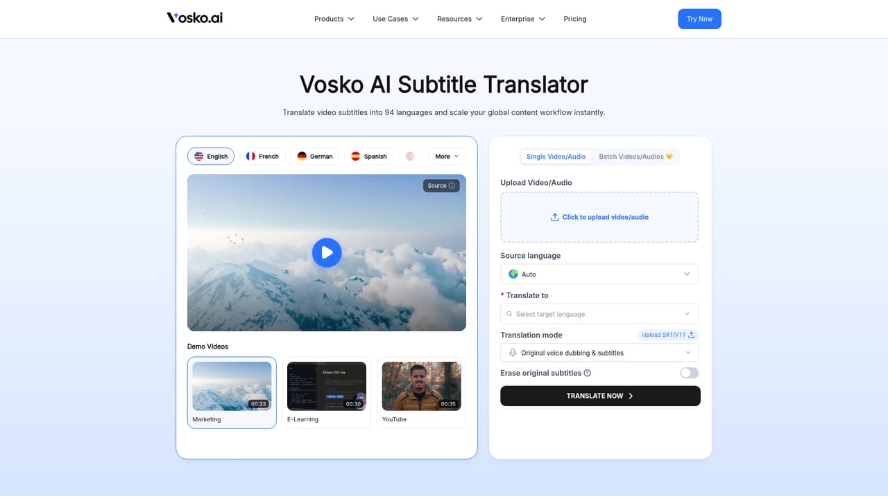 Vosko AI — Choose the translation mode