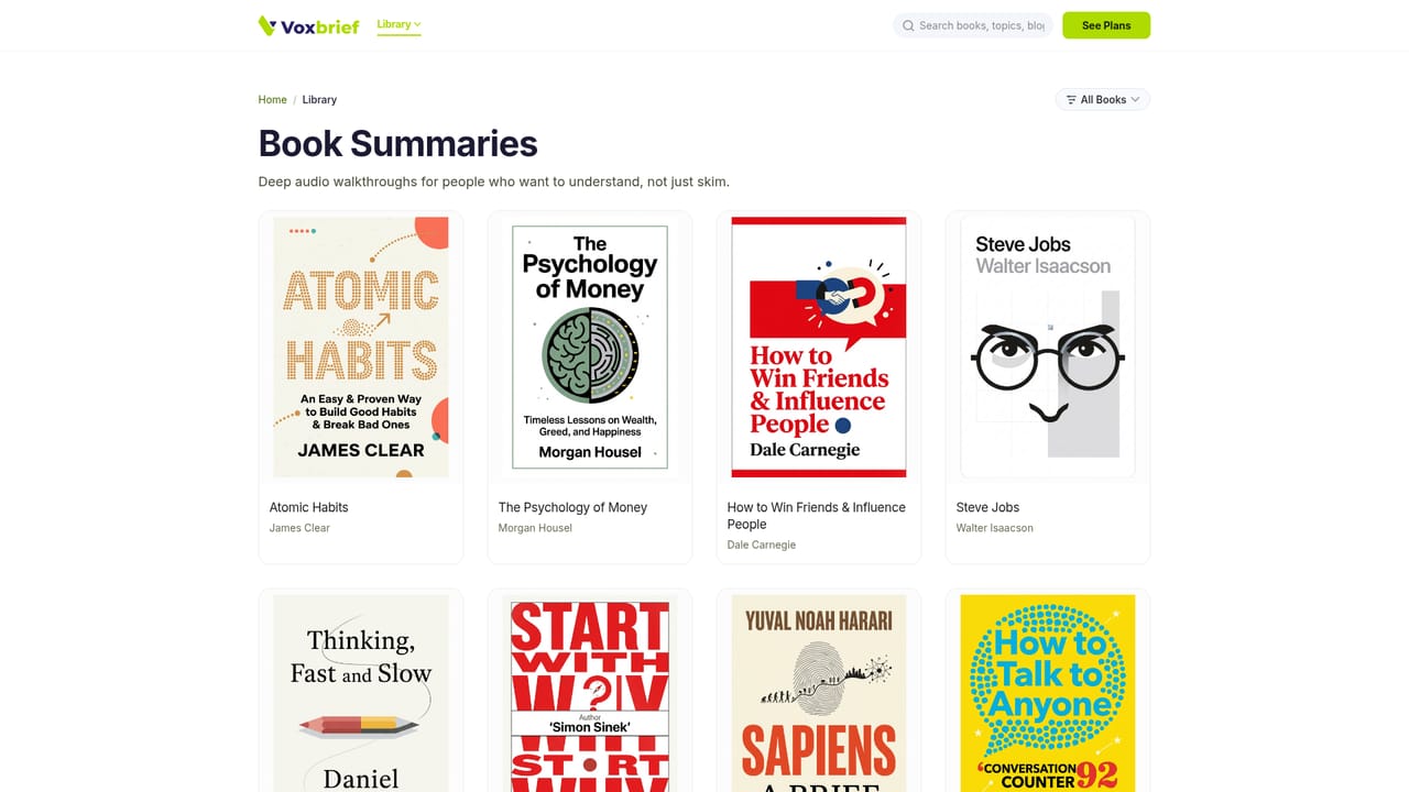 VoxBrief — Browse books and topics