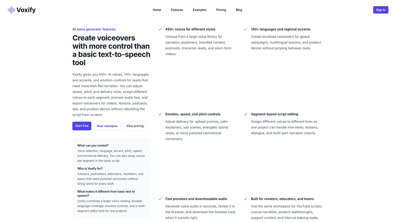 Voxify — Review the feature set and voice samples