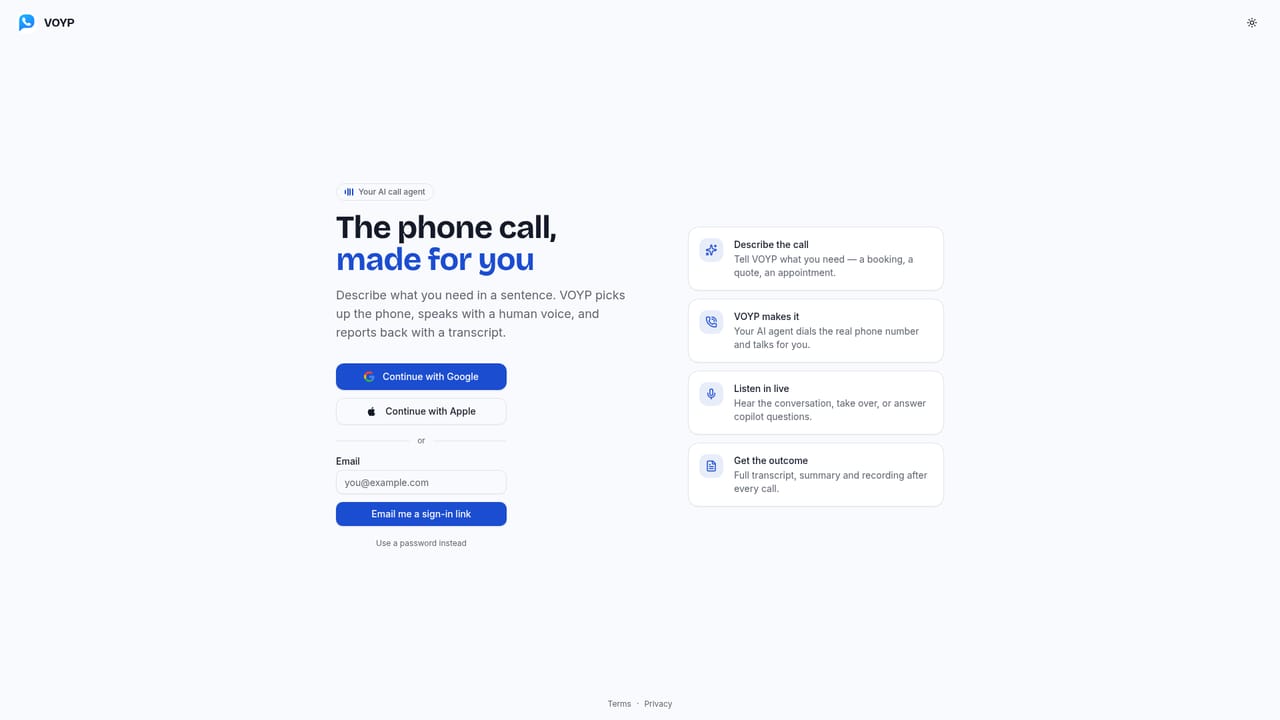 Voyp — Open the web app and start free