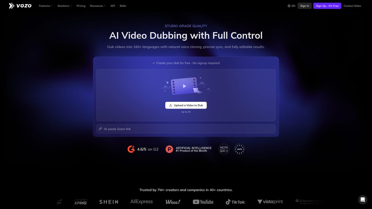 Vozo — Choose VoiceREAL or VoiceNATIVE dubbing