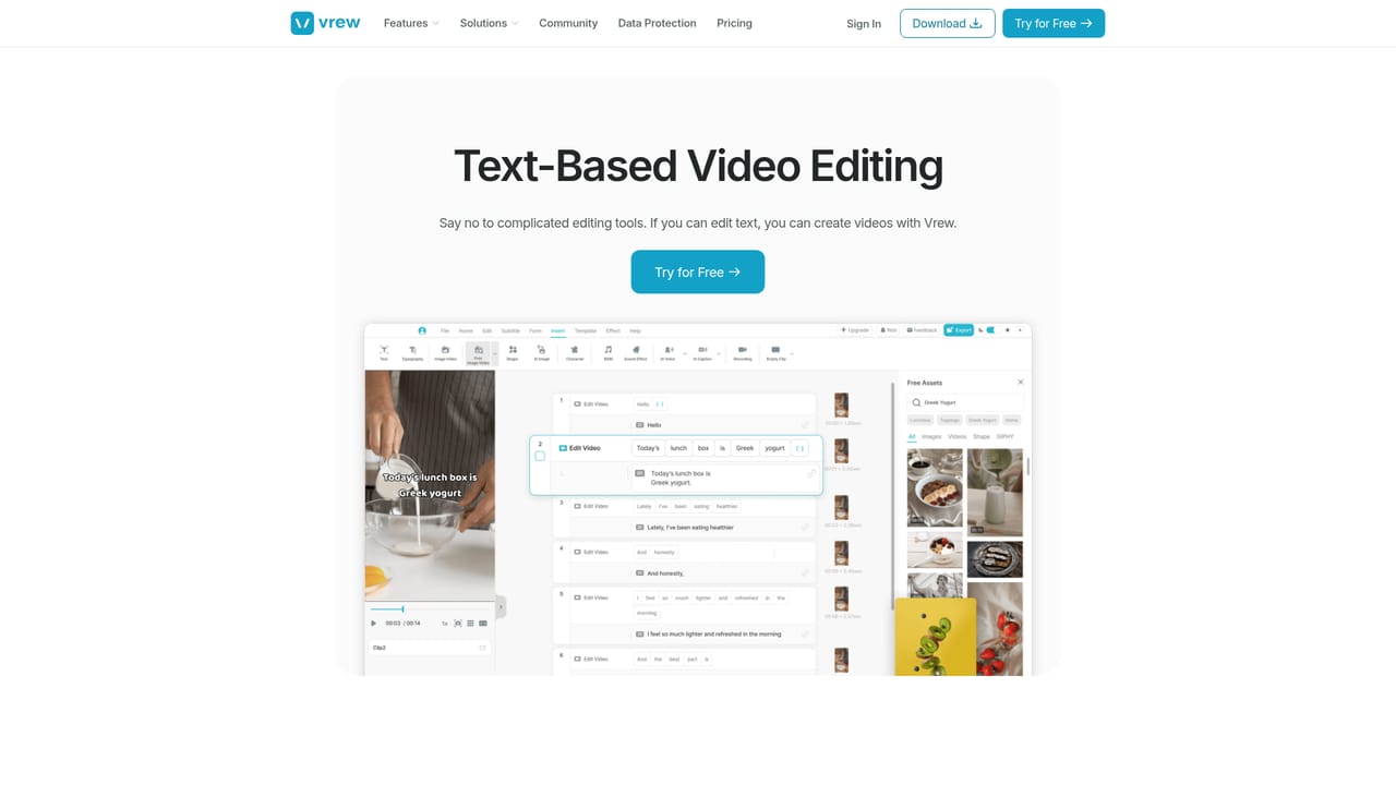 Vrew — Import your footage and let Vrew transcribe