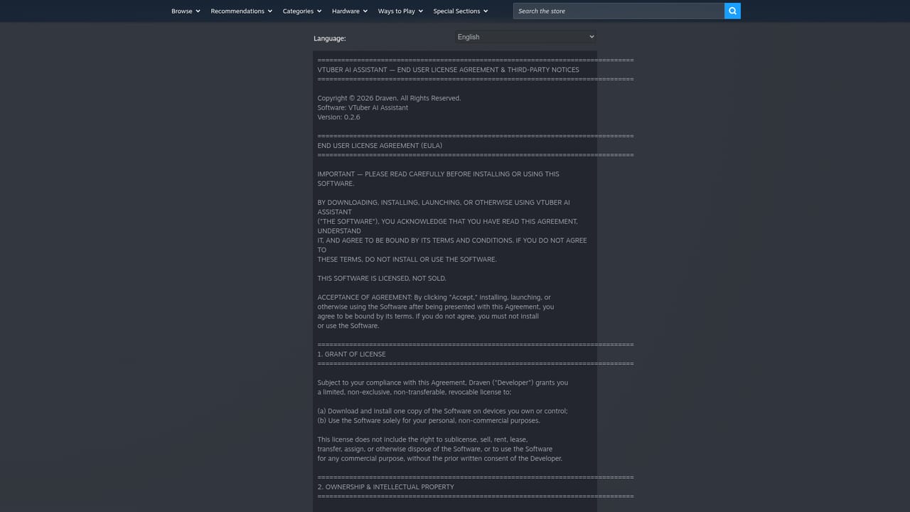 Vtuber Assistant — Read the EULA