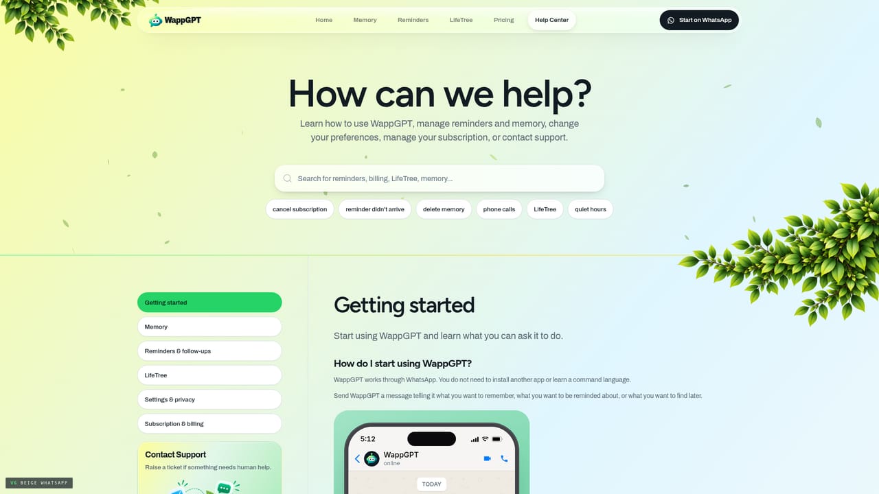 WappGPT — Check the help centre