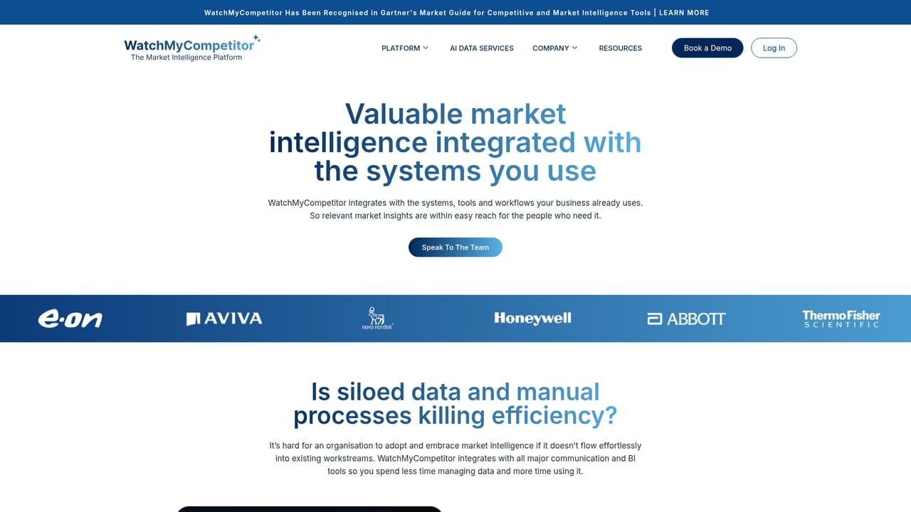 WatchMyCompetitor — Plan platform and data integrations