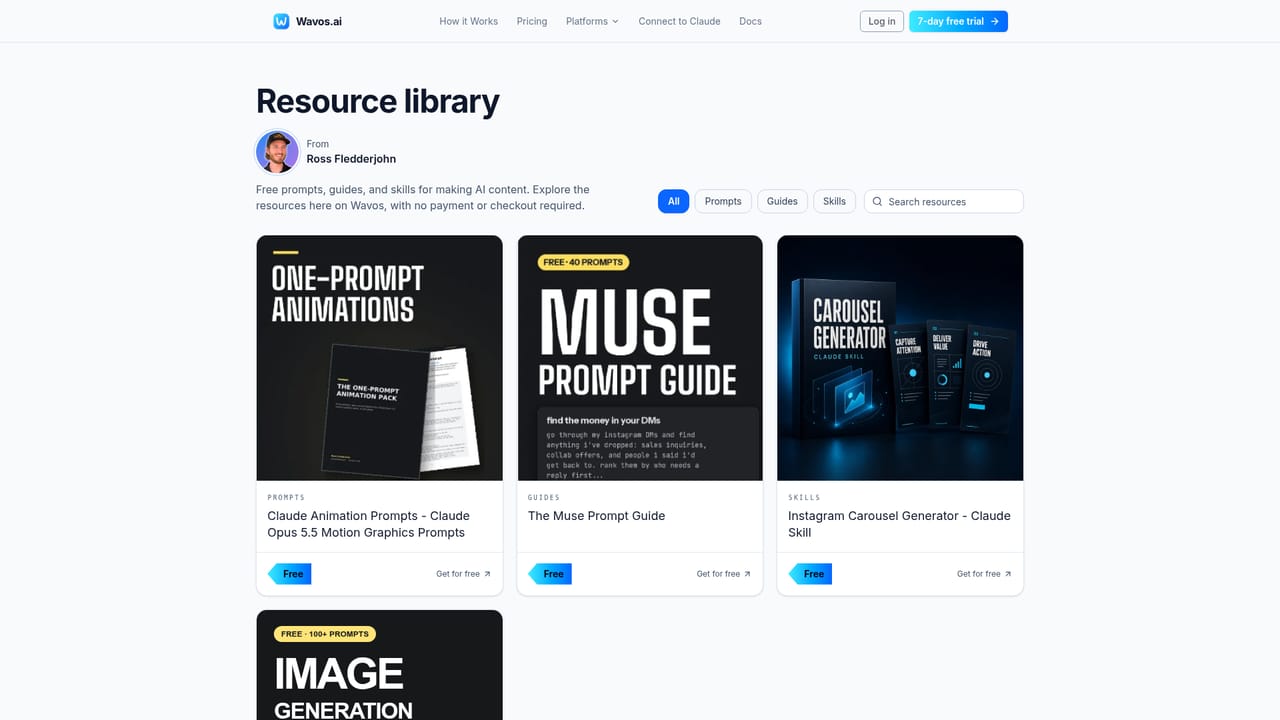 Wavos — Skim the free content resources first