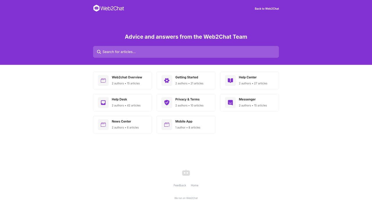Web2Chat — Check the docs when configuration gets specific