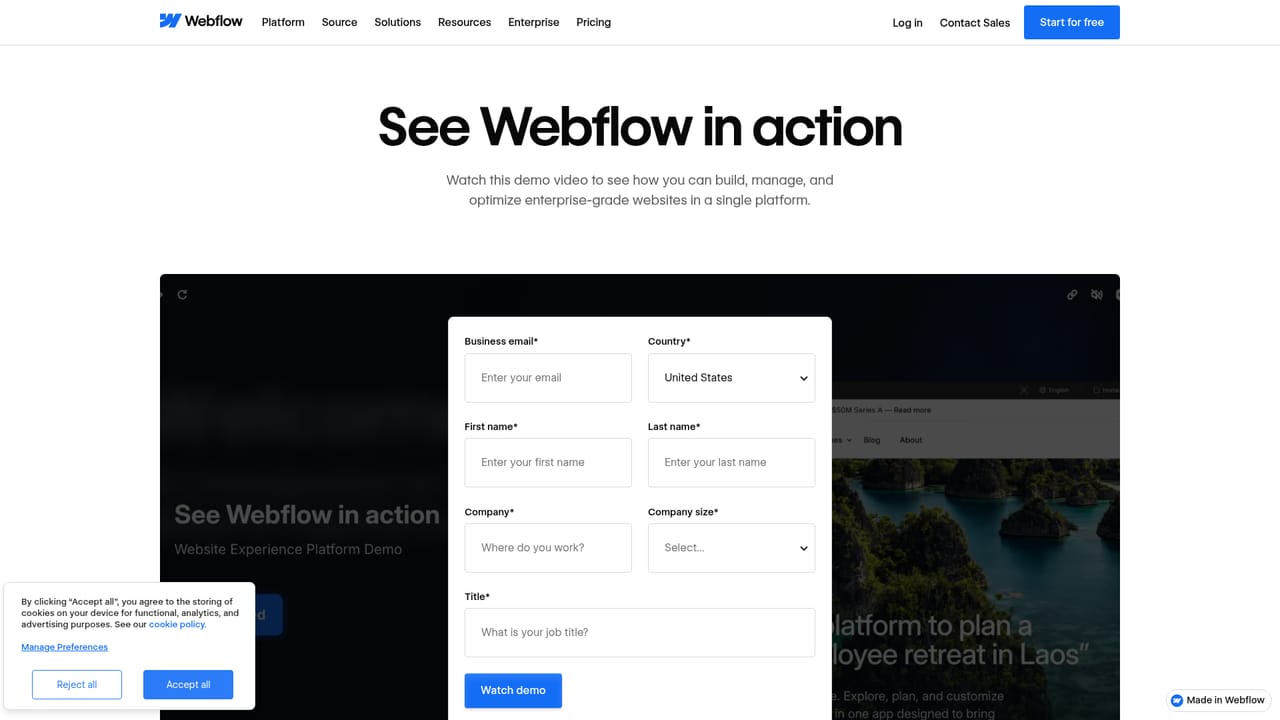 Webflow — Tour the platform and locate Optimize