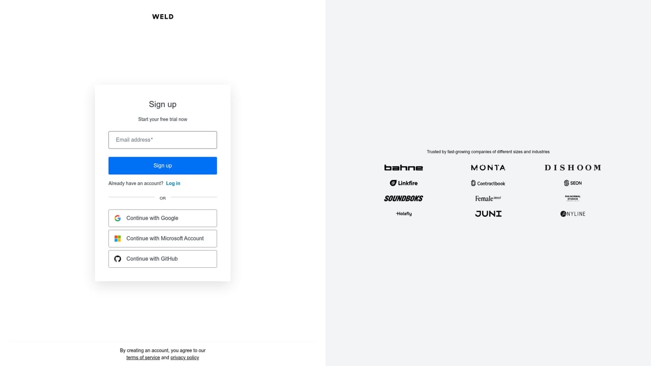 Weld — Create a workspace account