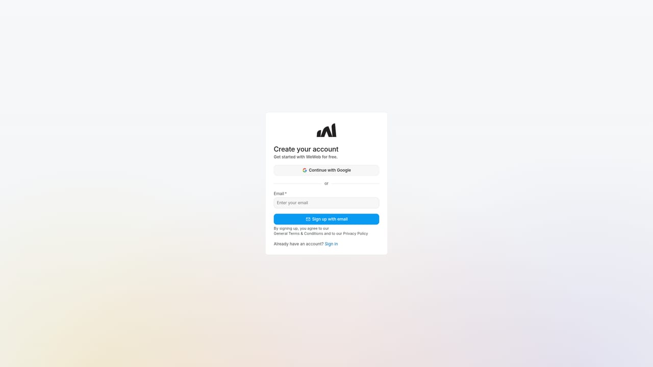 WeWeb — Create a free account