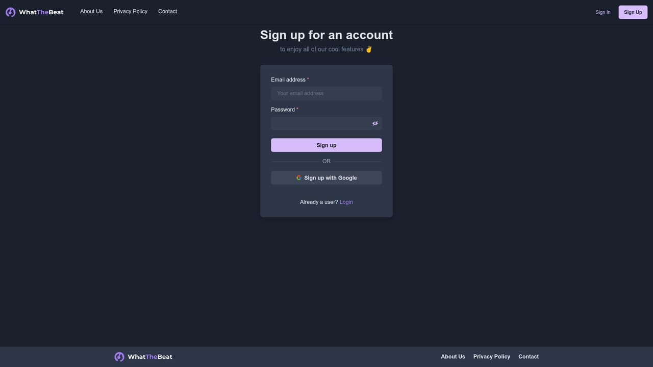 Whatthebeat — Create an account for repeat visits