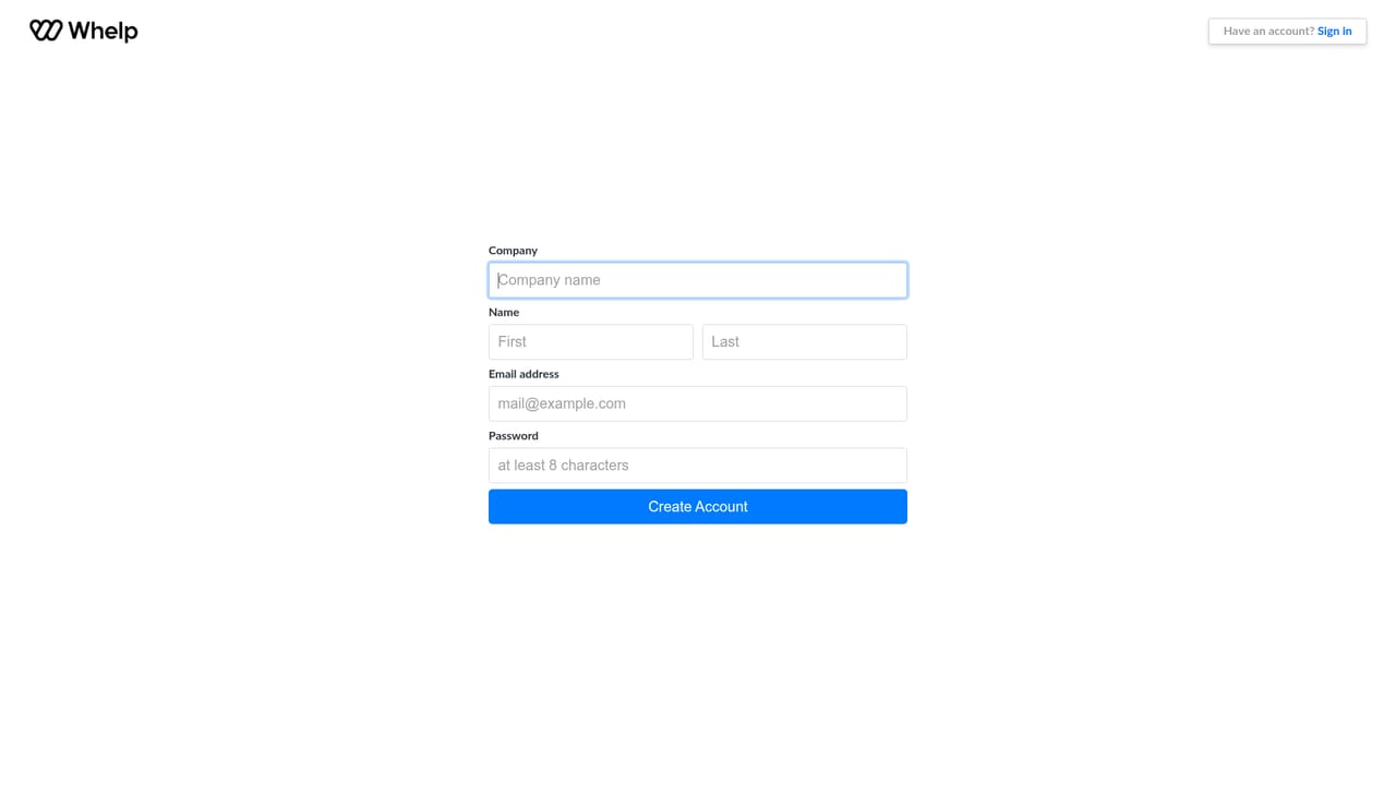 Whelp — Create your account