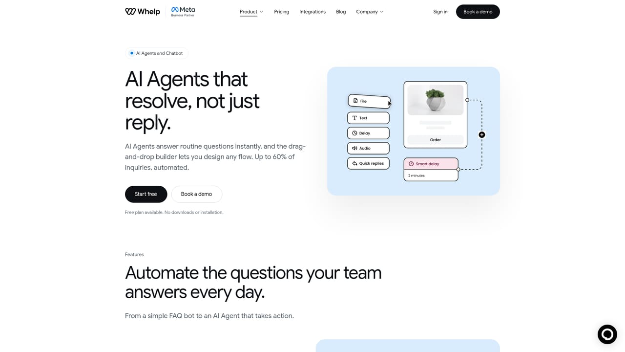 Whelp — Train the AI agent on your content