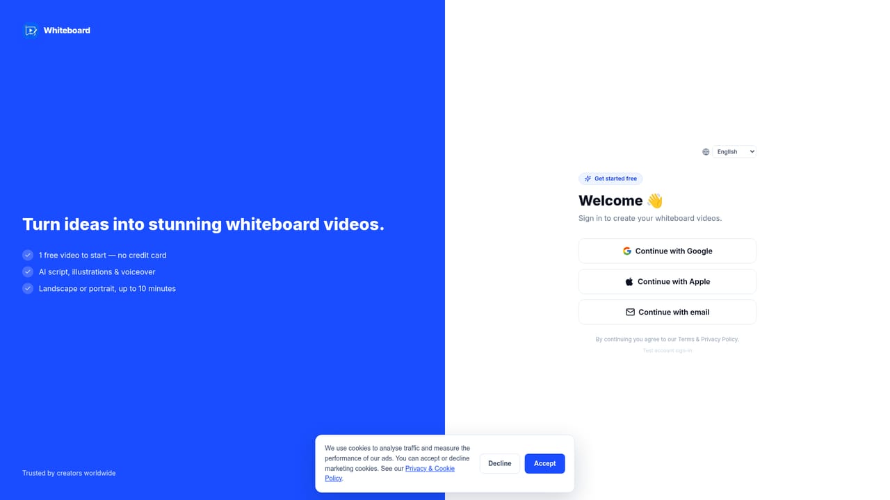 Whiteboard Video Maker — Create an account