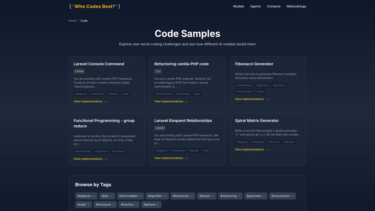 Who Codes Best? — Browse existing code samples