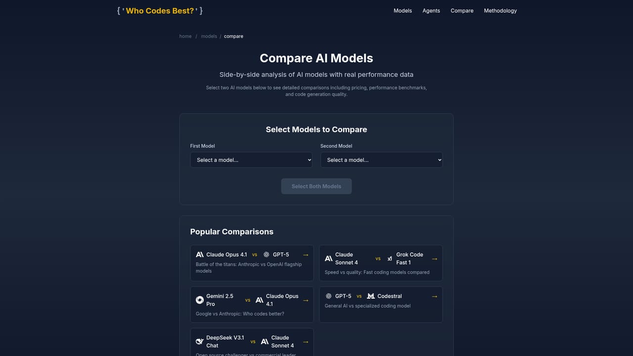 Who Codes Best? — Open a head to head model comparison