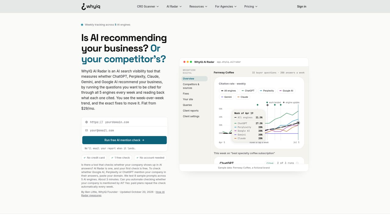 WhyIQ — Check whether AI recommends you