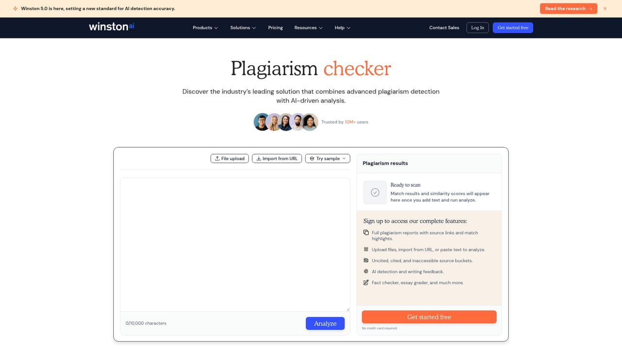 Winston AI — Add a plagiarism check