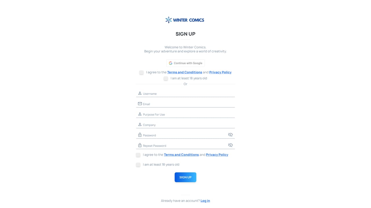 Winter Comics — Create a free account