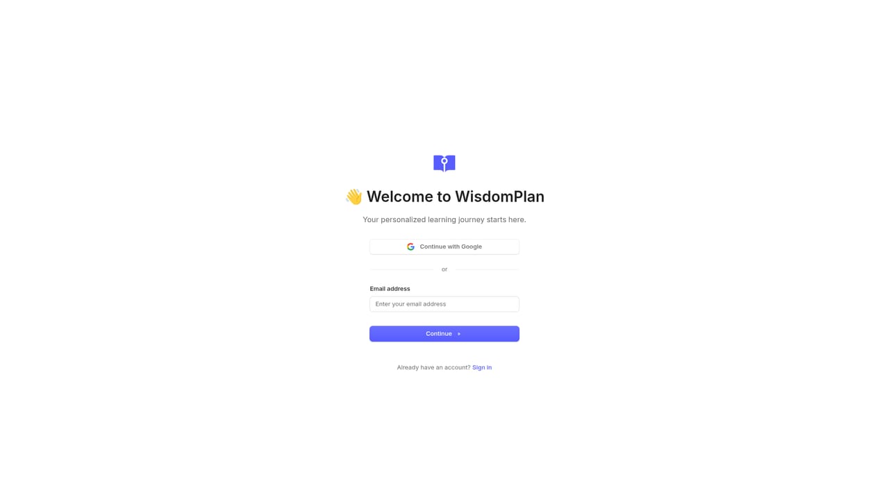 WisdomPlan — Create a free account