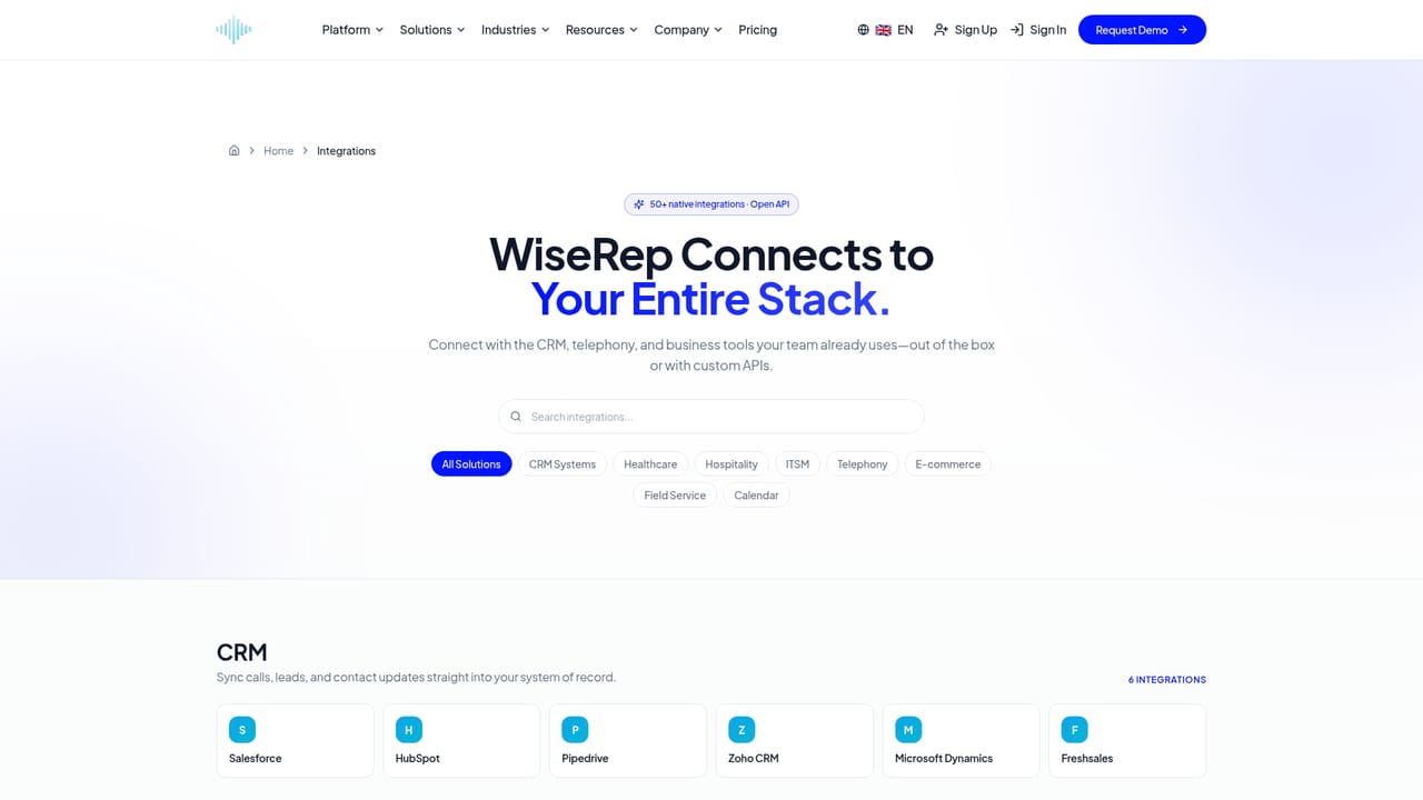 Wiserep — Connect your CRM, calendar or contact center