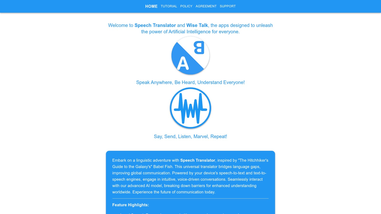 WiseTalk — Install the app and create an account