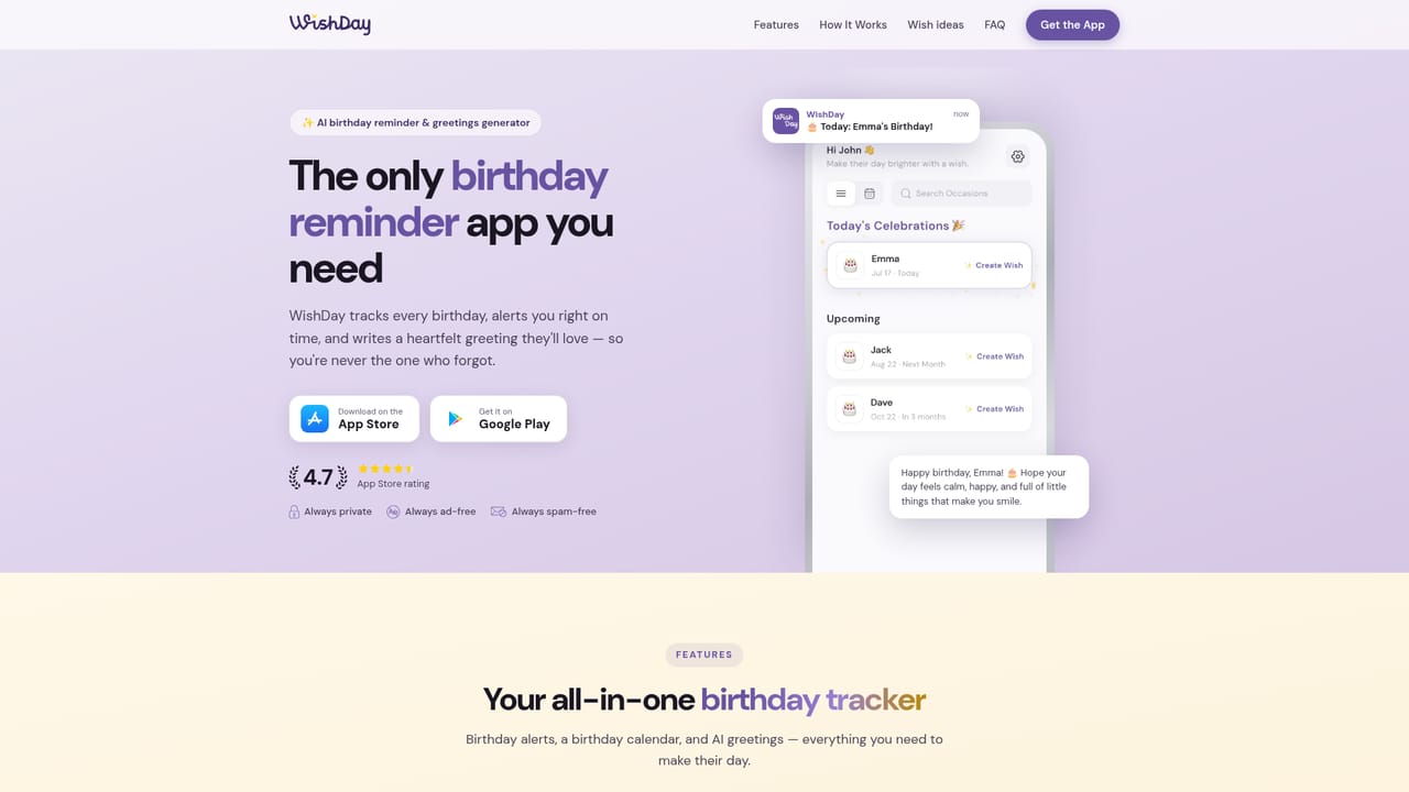 WishDay — Install WishDay from the App Store or Google Play