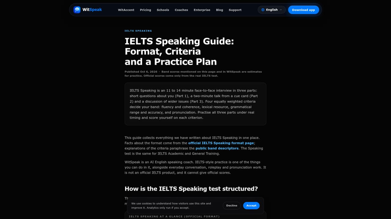 WitSpeak — Rehearse IELTS Speaking if you have an exam