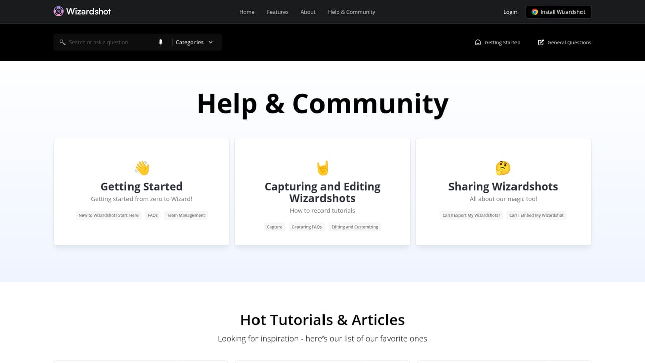Wizardshot — Check the help center for answers
