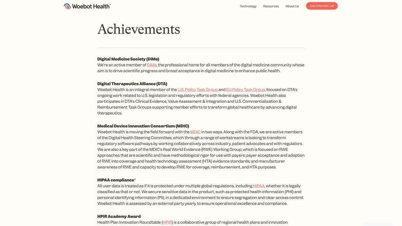 Woebot Health — Check the recognition and accreditation record