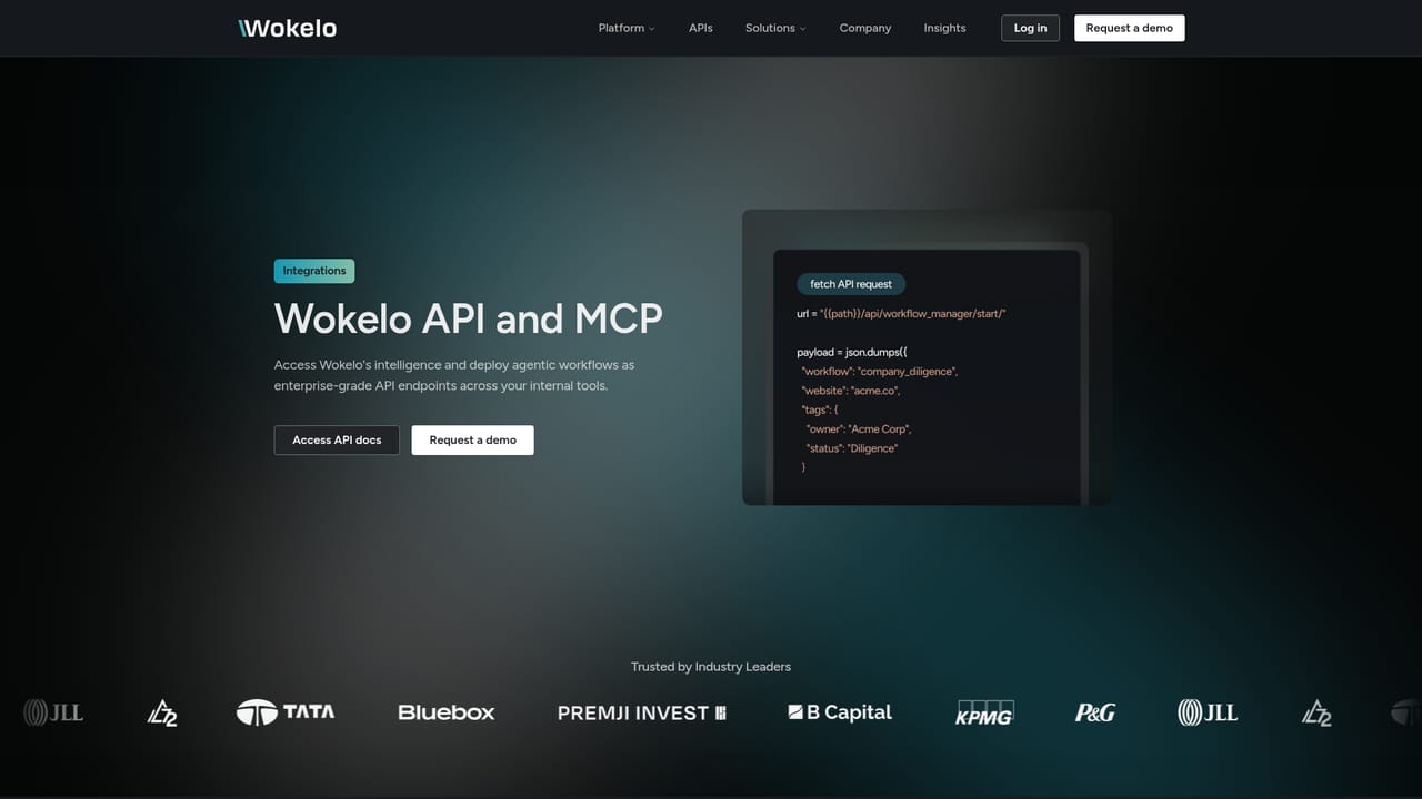 Wokelo AI — Connect the API or MCP layer