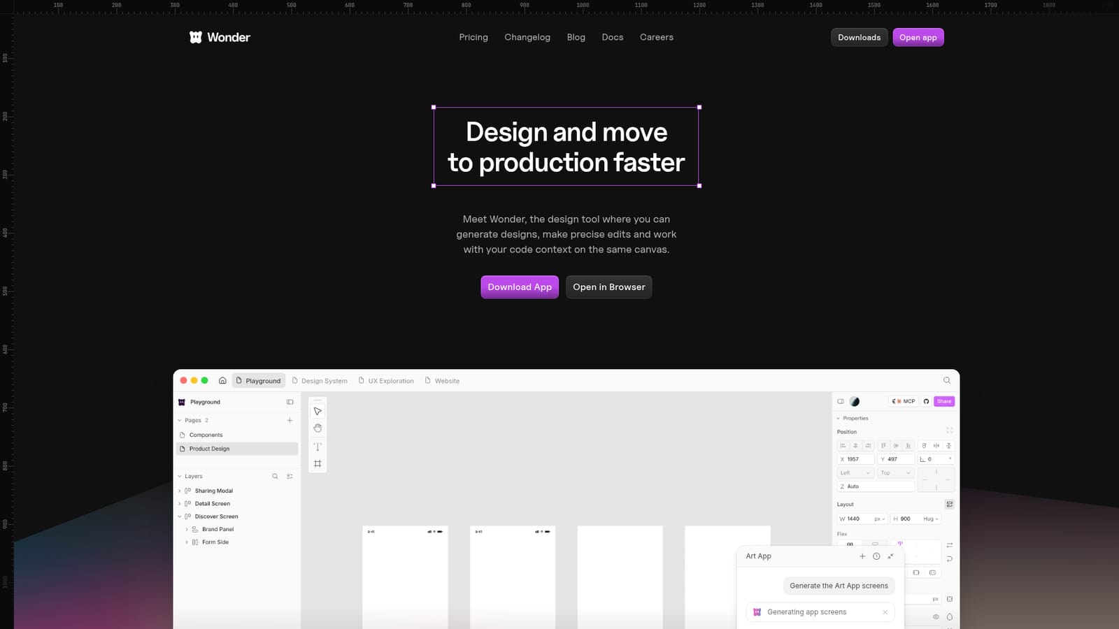 Wonder — Describe the screens you want