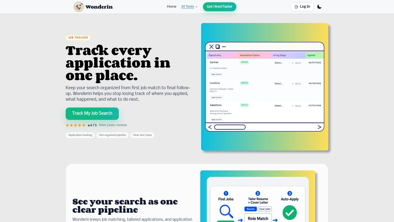 Wonderin AI — Work the tracker