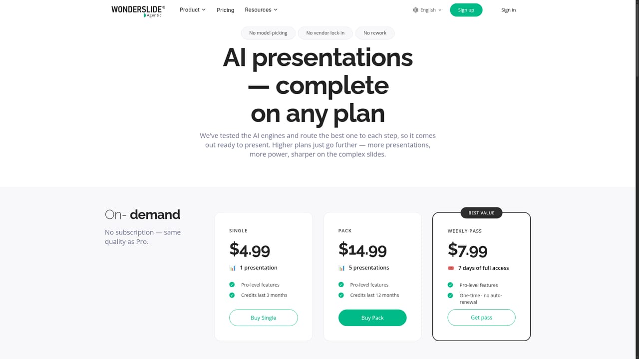 Wonderslide — Pick a plan when the free limit is reached