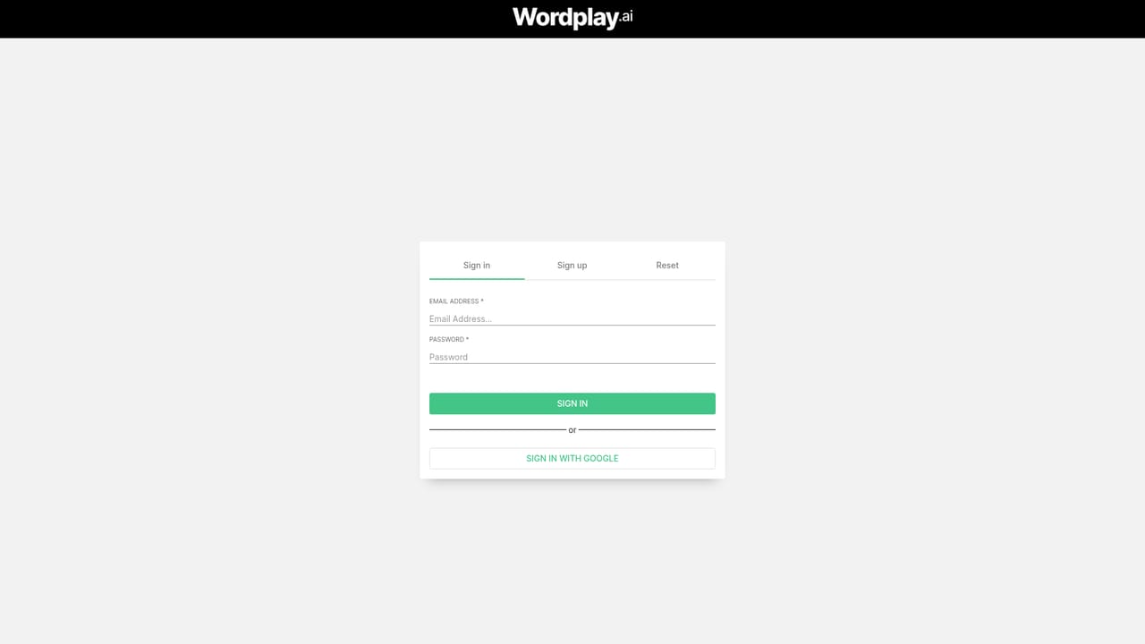 Wordplay — Start a free trial account
