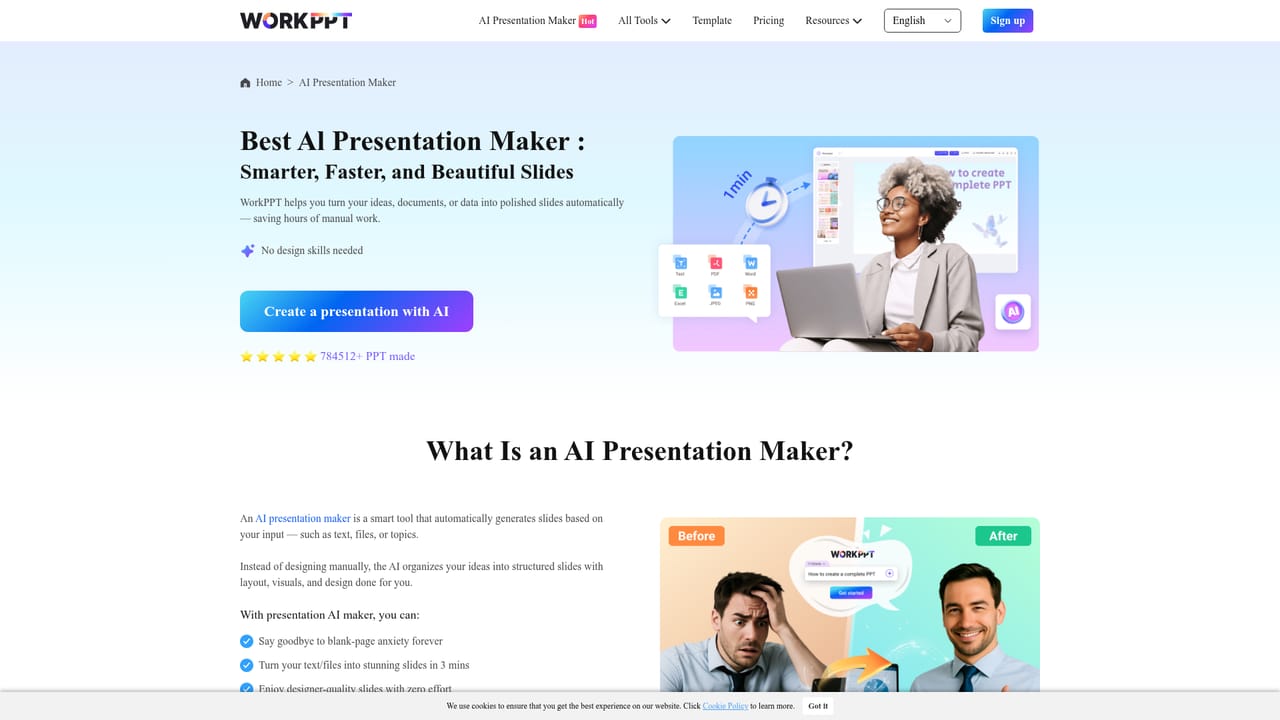 workppt — Open the AI presentation maker and start a deck