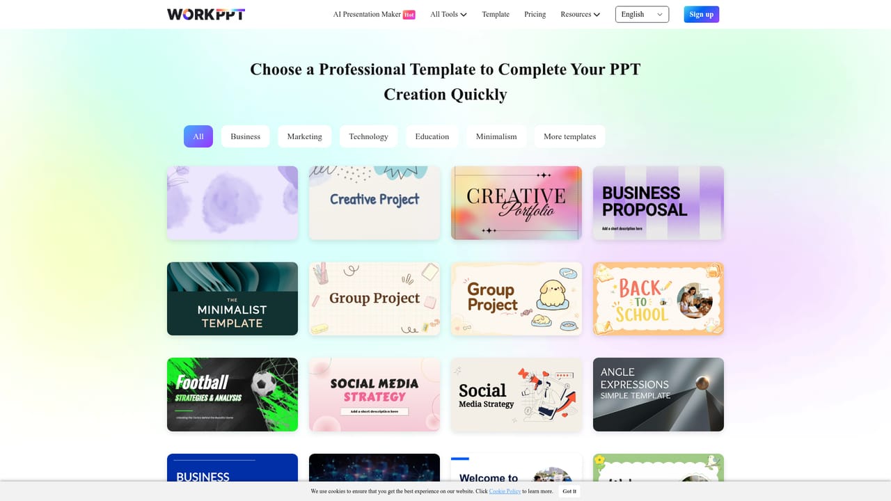 workppt — Pick a template and adjust the layout